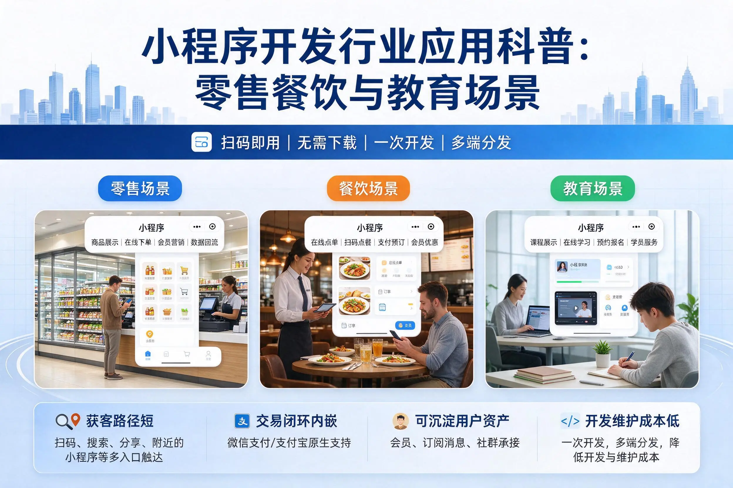 潜江小程序开发行业应用科普：零售餐饮与教育场景