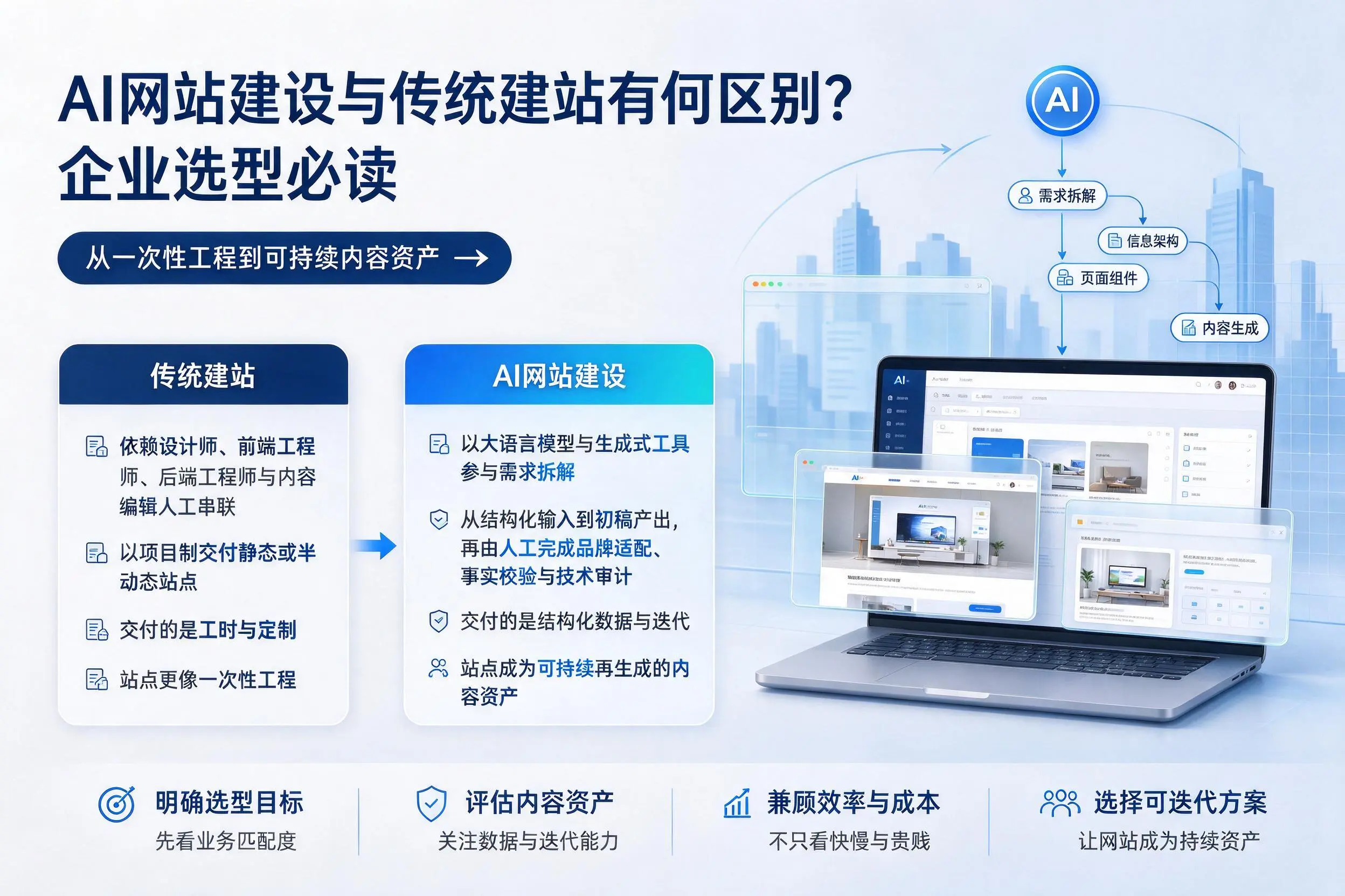 AI网站建设与传统建站有何区别？潜江企业选型必读