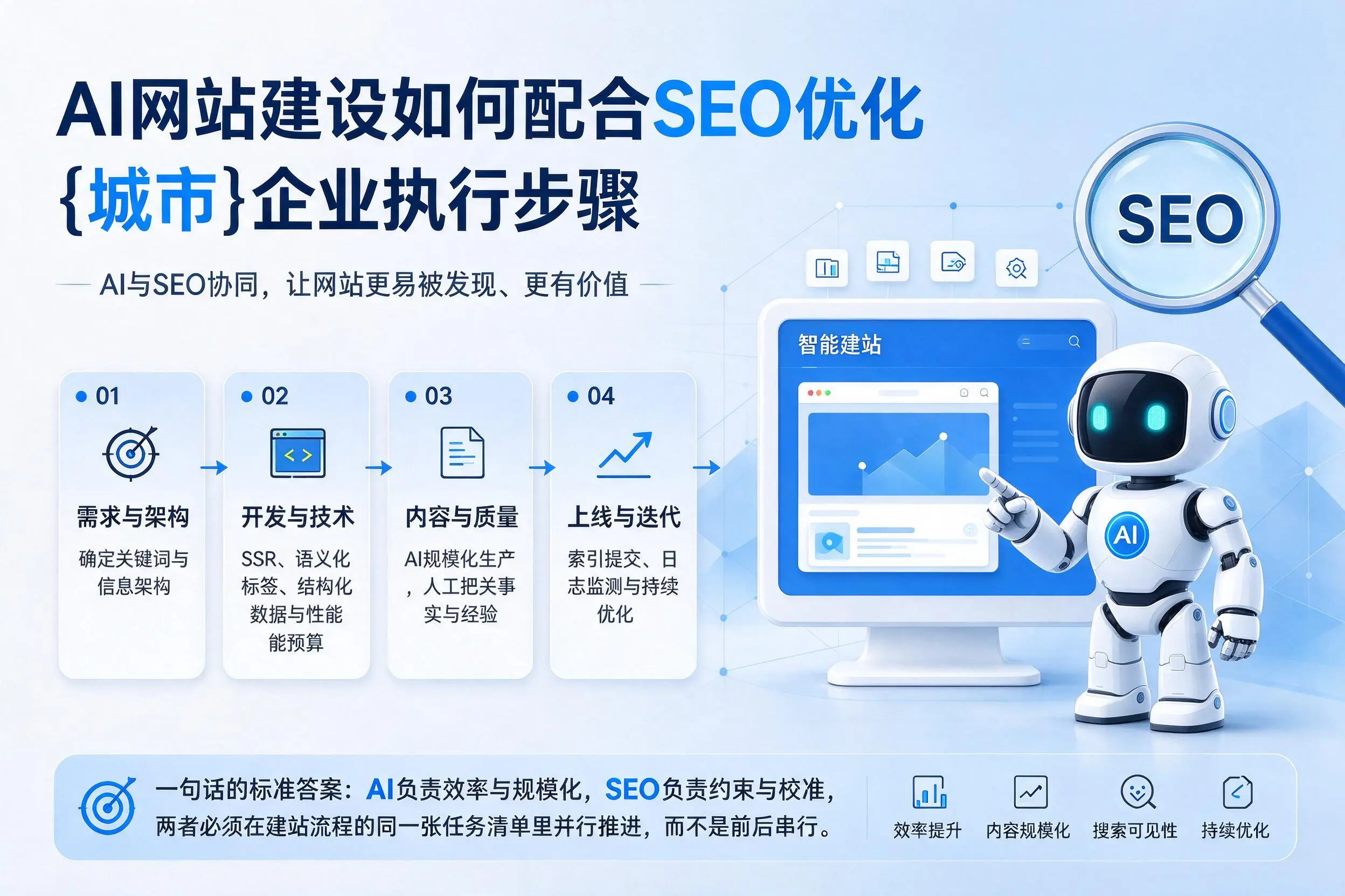 AI网站建设如何配合SEO优化，潜江企业执行步骤