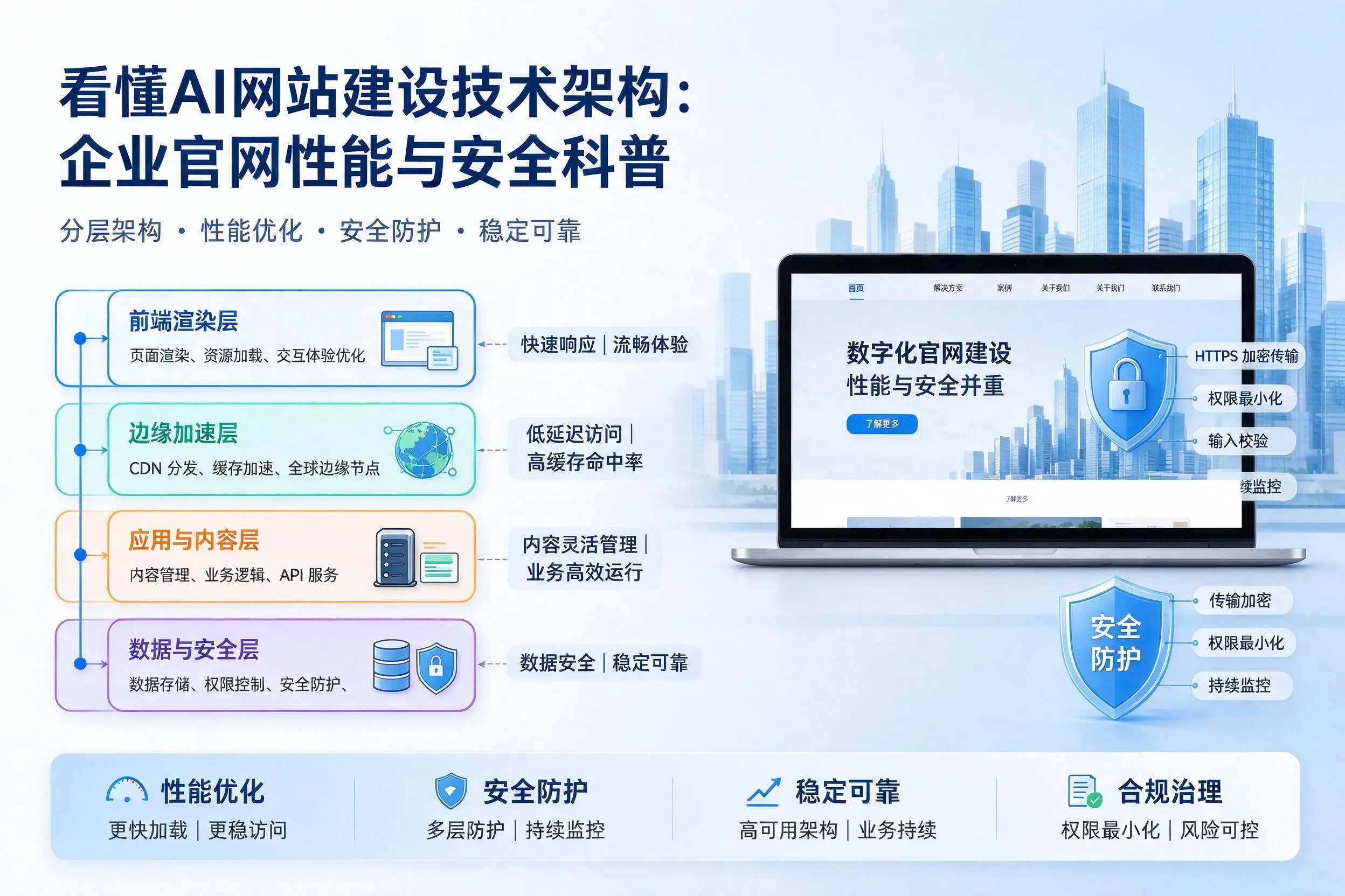 看懂AI网站建设技术架构:潜江企业官网性能与安全科普