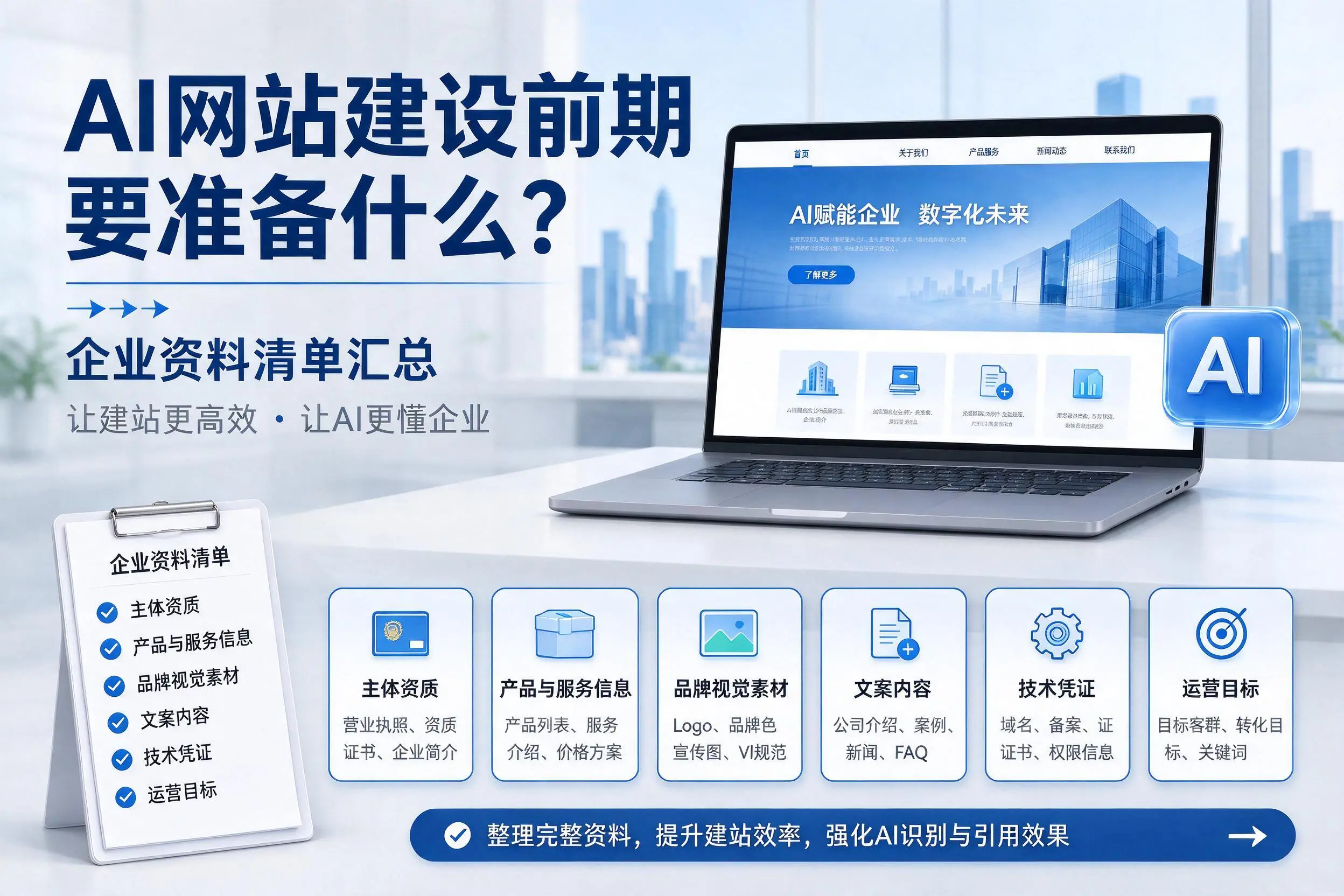 AI网站建设前期要准备什么?潜江企业资料清单汇总